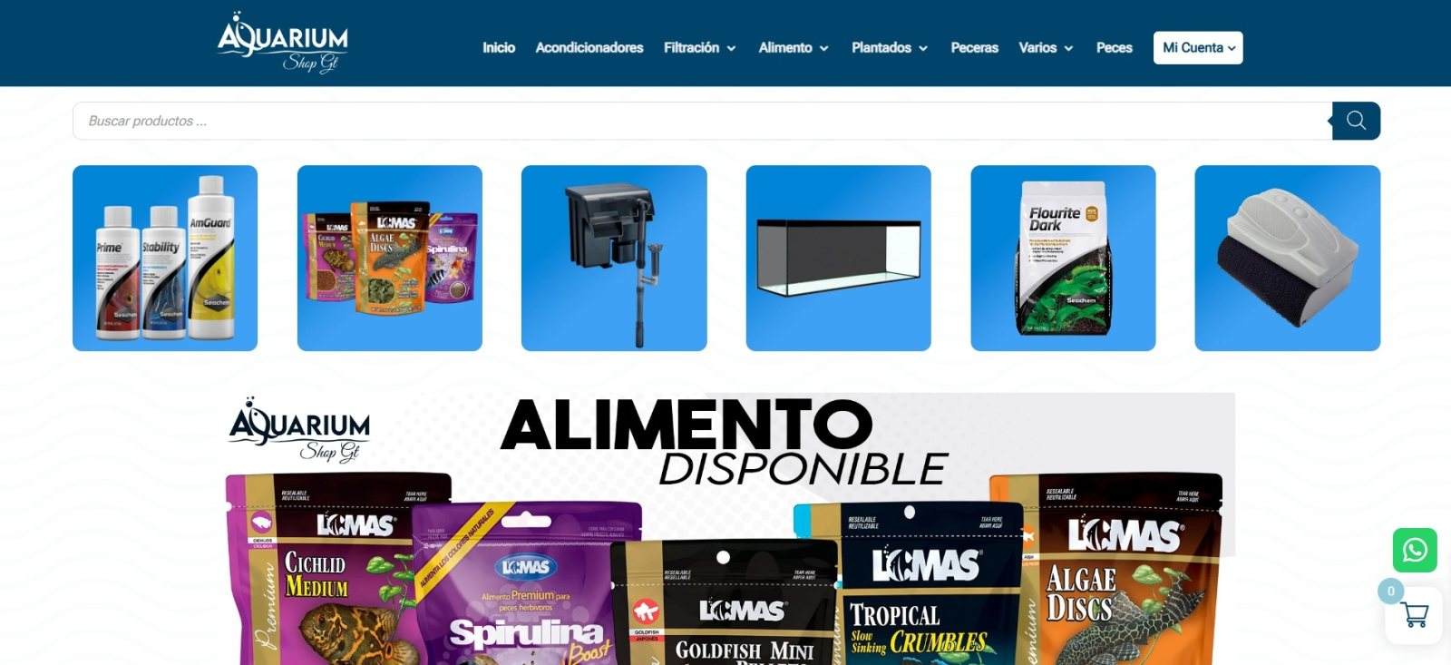 Captura del sitio web de Aquarium Shop GT