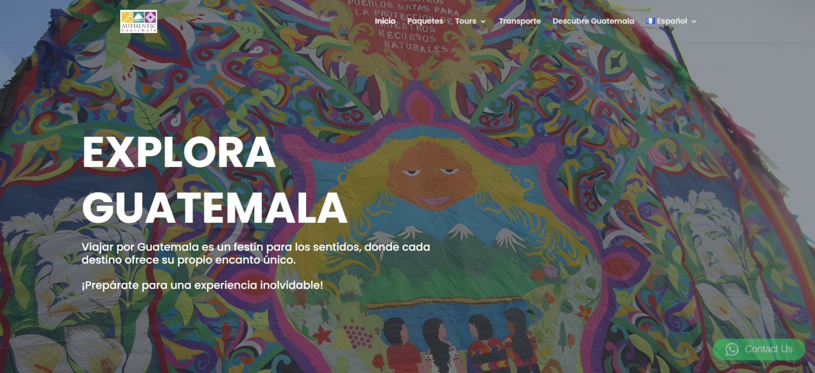 Captura del sitio web de Authentic Guatemala