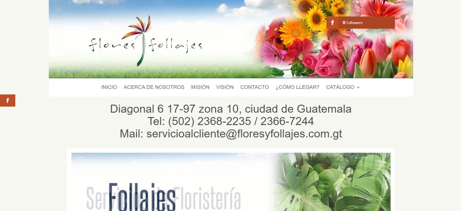 Captura del sitio web de Flores y Follajes