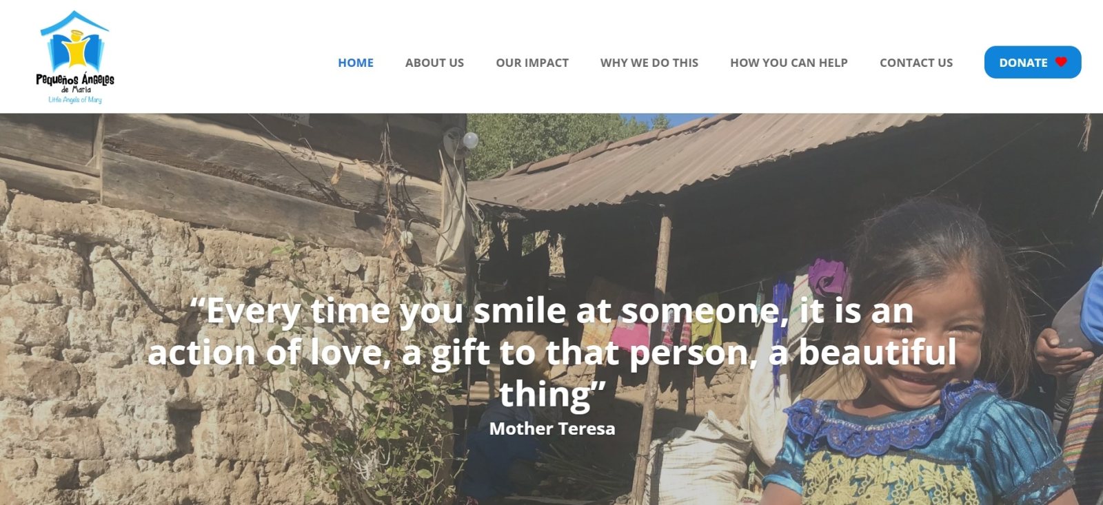 Captura del sitio web de Little Angels of Mary