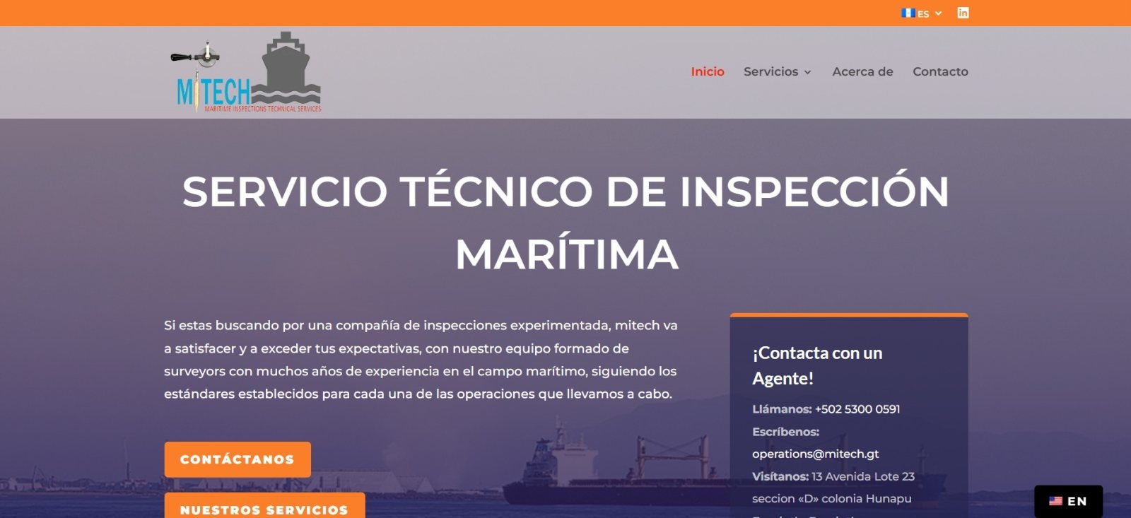 Captura del sitio web de Mitech