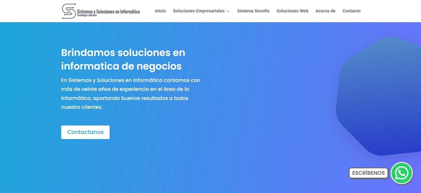 Captura del sitio web de SSI Guatemala