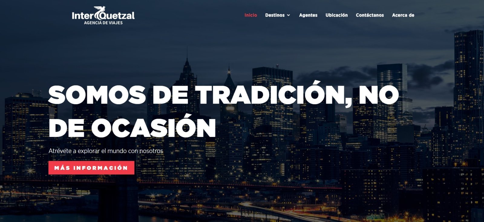Captura del sitio web de Viajes Interquetzal